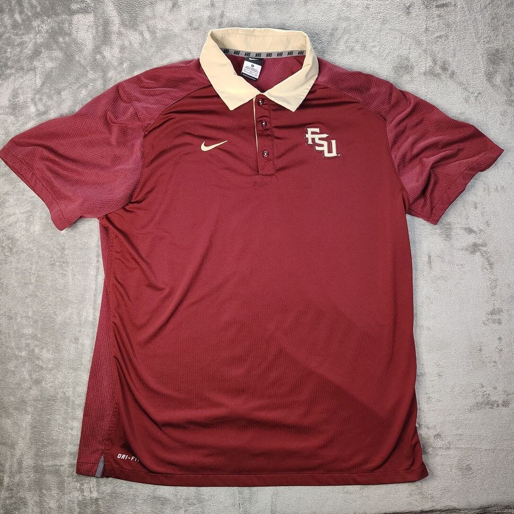 Nike Dri-Fit Florida State Seminoles Polo Shirt Mens XL‎ Red Performance Golf